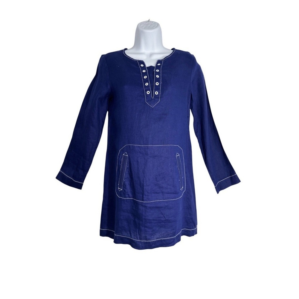 NWT 2017 Tommy Hilfiger 100% Linen Navy Blue Swim Cover Dress Sz: 16 Preppy